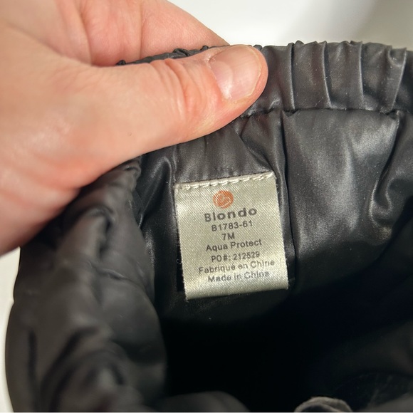 Blondo Puffer Leather Wedge Boots Waterproof Quilted Down Filled Nylon Black 7 - Picture 16 of 16